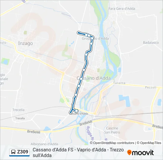 Z309 Bus Line Map