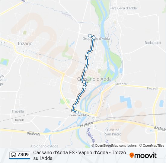 Percorso linea bus Z309