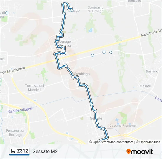 Z312 Bus Line Map