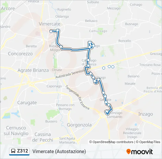 Z312 Bus Line Map
