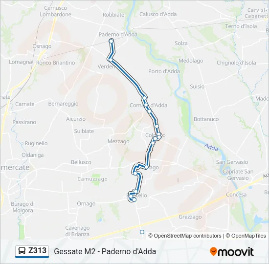 Z313 Bus Line Map