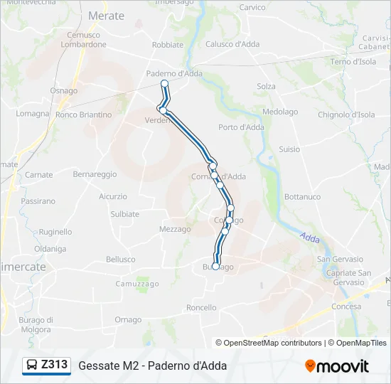 Z313 Bus Line Map