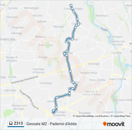 Z313 Bus Line Map