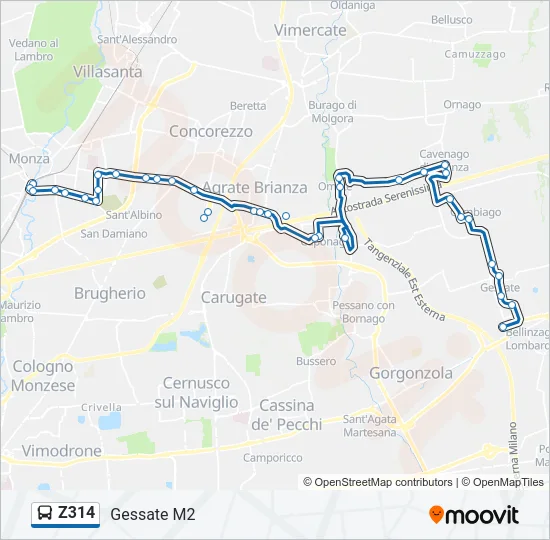 Z314 Bus Line Map