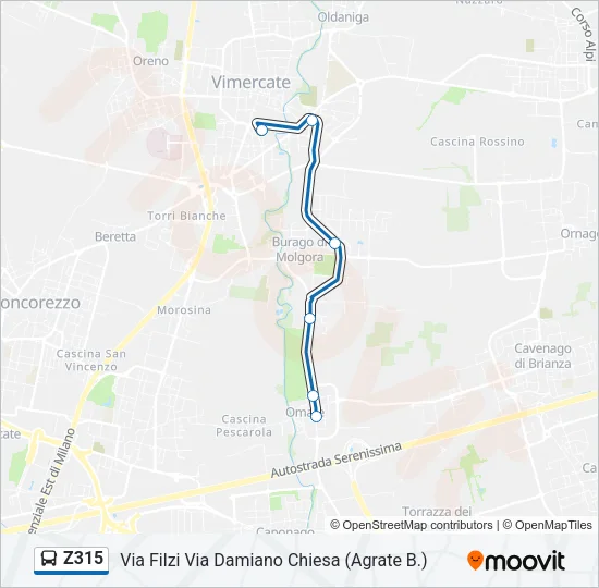 Z315 Bus Line Map