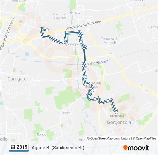 Z315 Bus Line Map