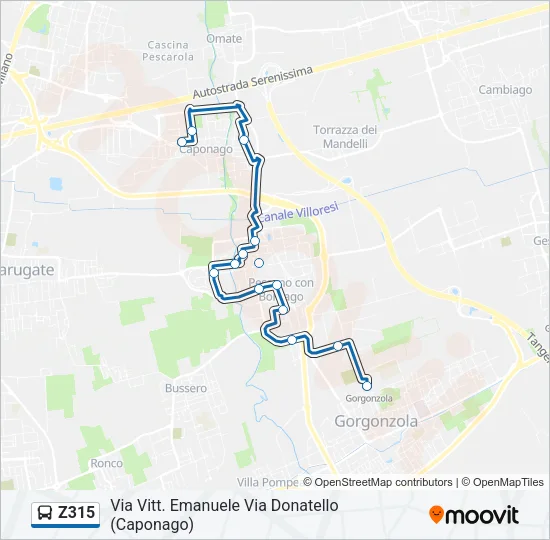Z315 Bus Line Map