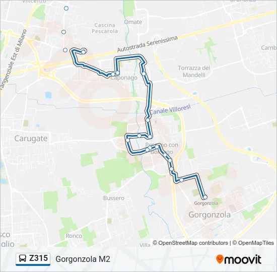 Z315 Bus Line Map