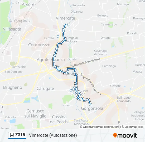 Z315 Bus Line Map