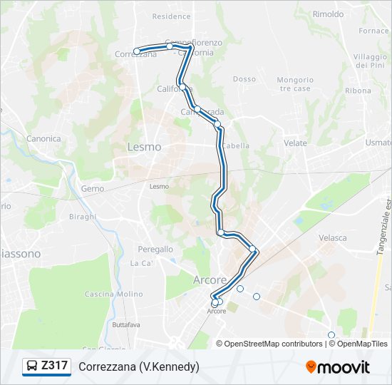 Percorso linea bus Z317
