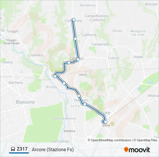 Z317 Bus Line Map