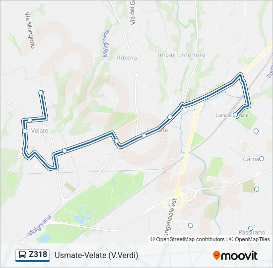 Z318 Bus Line Map