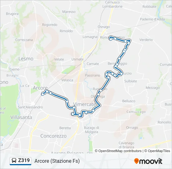 Z319 Bus Line Map