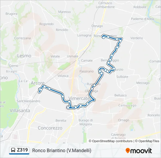 Z319 Bus Line Map
