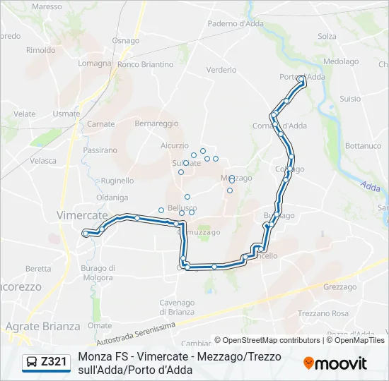 Z321 Bus Line Map