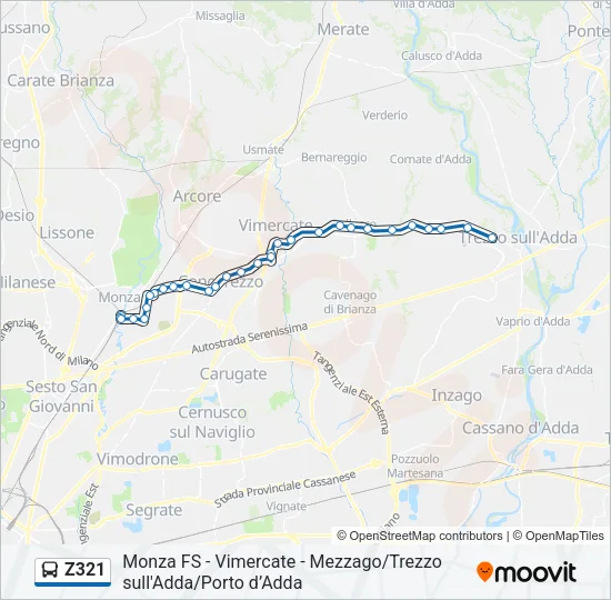 Z321 Bus Line Map
