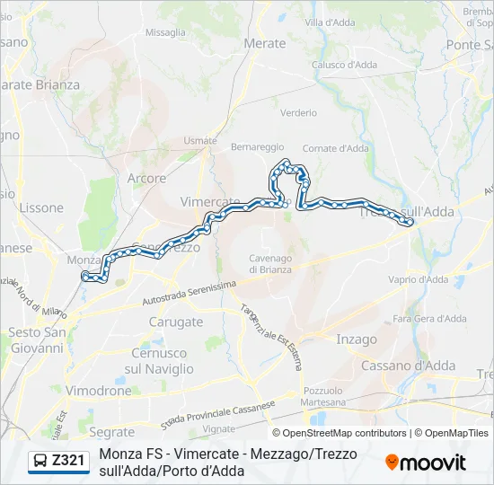 Z321 Bus Line Map