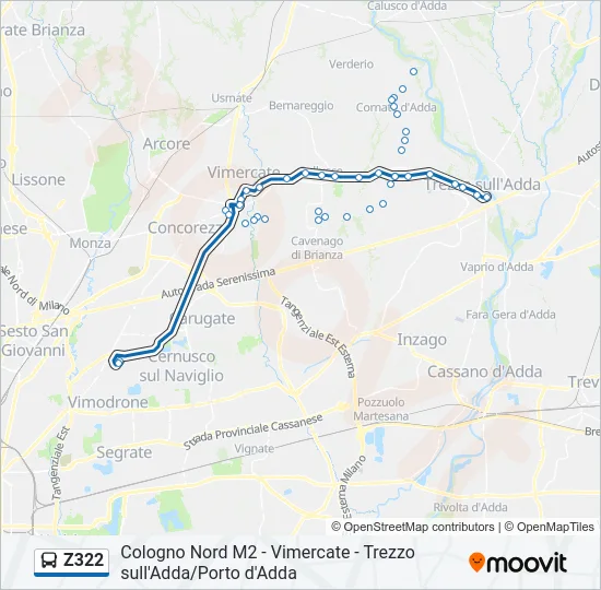 Z322 Bus Line Map