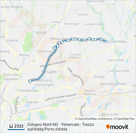 Z322 Bus Line Map