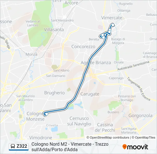 Z322 Bus Line Map