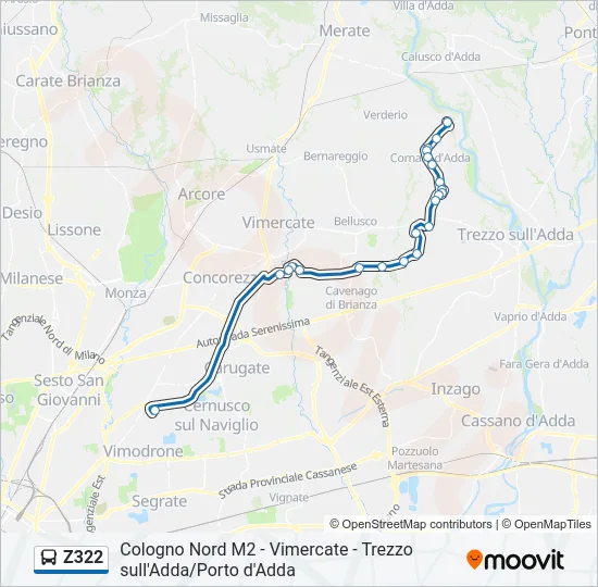 Z322 Bus Line Map