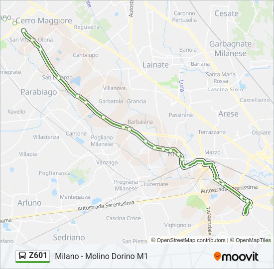 Percorso linea bus Z601