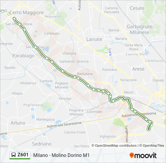 Z601 Bus Line Map