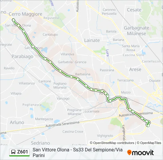 Z601 Bus Line Map
