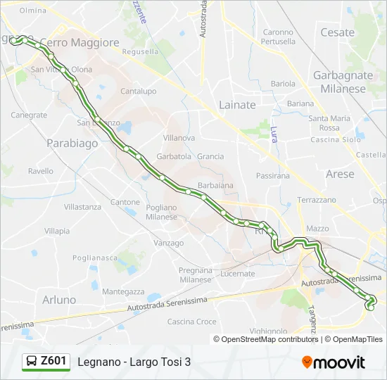 Z601 Bus Line Map