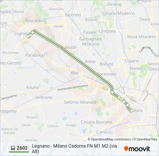 Z602 Bus Line Map