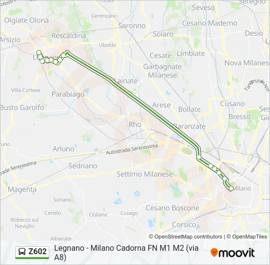Z602 Bus Line Map