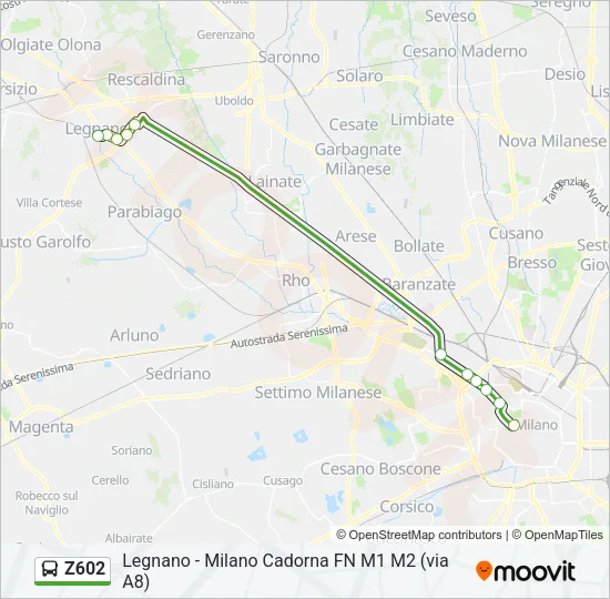 Z602 Bus Line Map