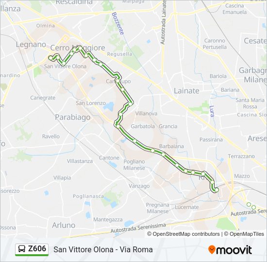 Percorso linea bus Z606