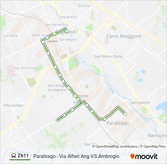 Z611 bus Line Map