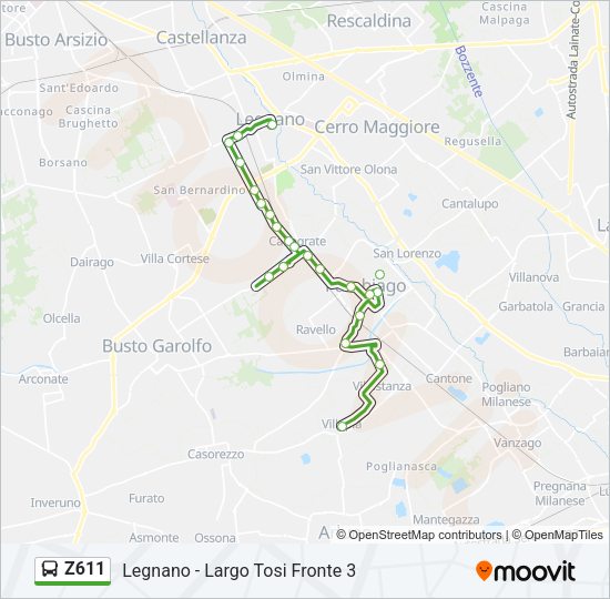 Percorso linea bus Z611