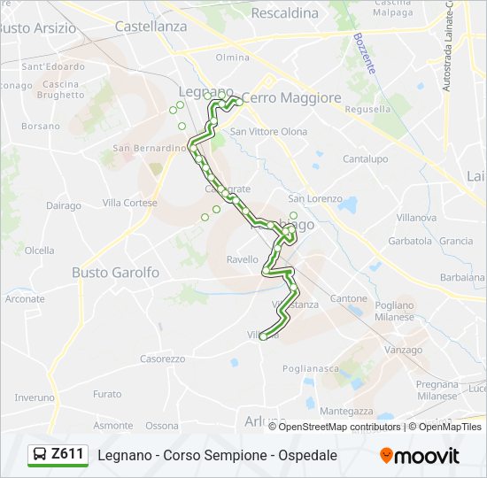 Percorso linea bus Z611