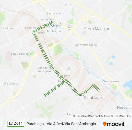 Z611 Bus Line Map