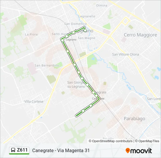 Z611 Bus Line Map