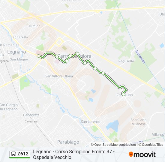 Percorso linea bus Z612