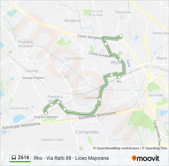 Z616 Bus Line Map