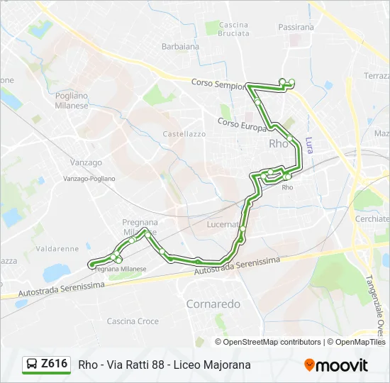 Z616 Bus Line Map