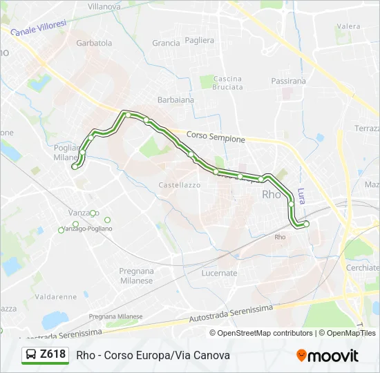 Z618 Bus Line Map