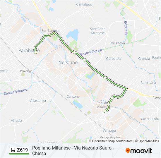 Z619 bus Line Map