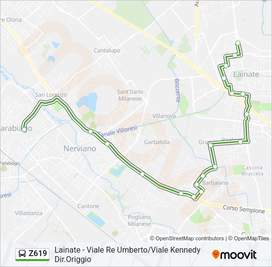 Percorso linea bus Z619
