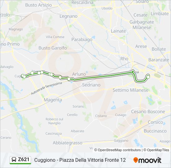 Percorso linea bus Z621
