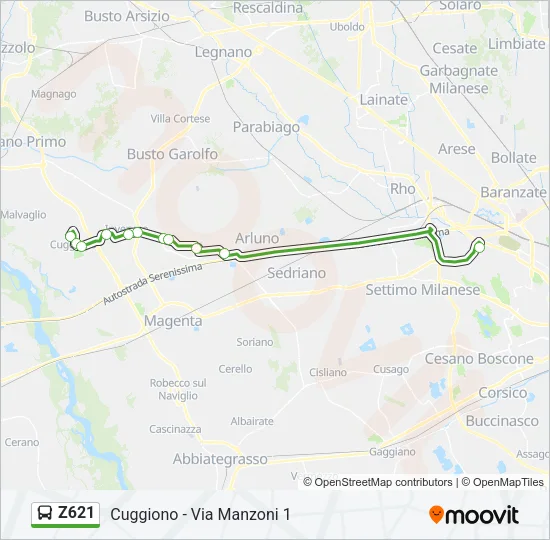 Percorso linea bus Z621