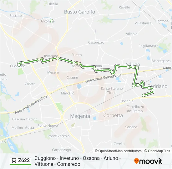 Z622 Bus Line Map