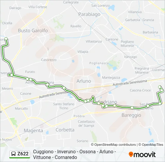 Z622 Bus Line Map