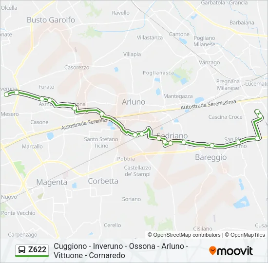 Z622 Bus Line Map