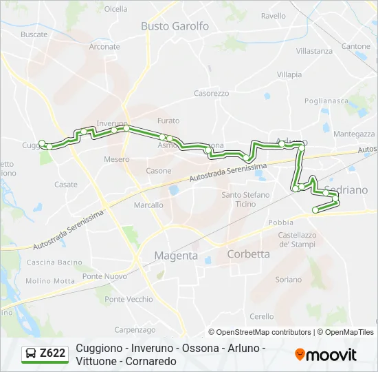 Z622 Bus Line Map